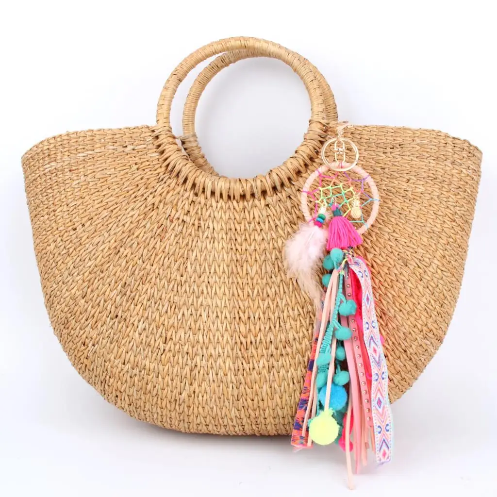 1 шт. винтажный Ловец снов разноцветный длинный брелок с Кистями Boho кожаный женский кошелек сумочка бижутерия для декорирования E2751-E2753