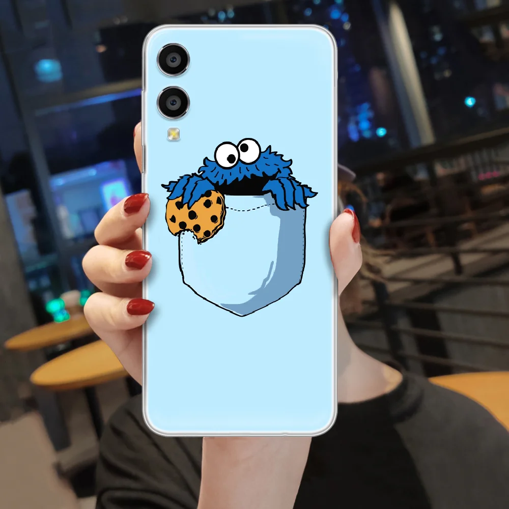 

cute cartoon Cookie Monster Phone Case hull For HUAWEI honor nova v 5 7 8 9 10 20 30 C A X Lite Pro transparent prime silicone
