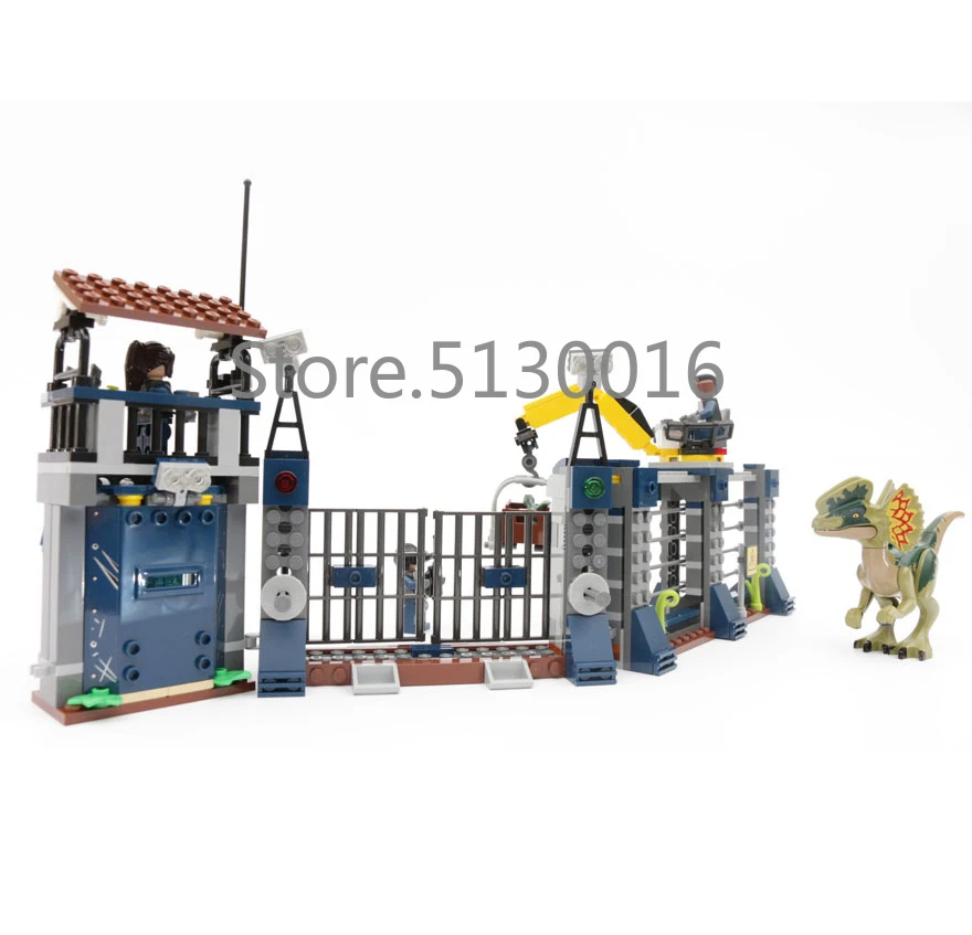 Dilophosaurus Outpost Attack 10923 Юрский Мир серии 389 шт. Парк Юрского периода строительные блоки модель детских игрушек 75931