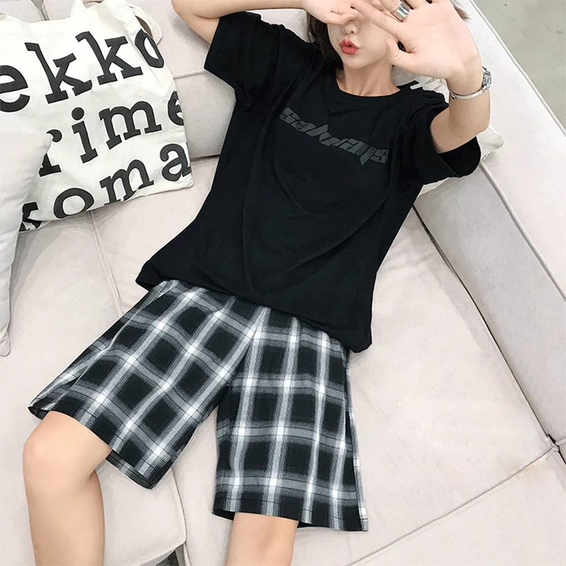 Женские пижамы 100% хлопковые шорты летние мужские и женские клетчатые брюки