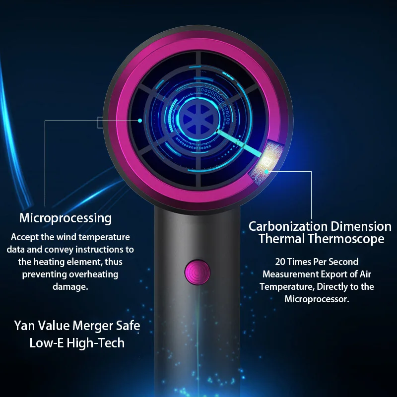 Профессиональный фен для завивки волос салонный с горячим и холодным светом