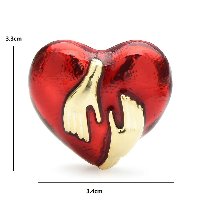 

Wuli&baby Red Enamel Hands Heart Brooches For Women Party Casual Office Brooch Pins Gifts