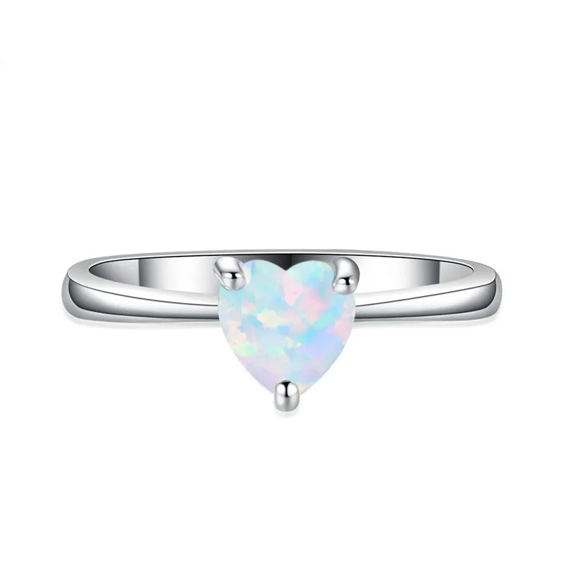 

European and American New Fashion Ladies' Rings Creative Opal Heart-shaped Rings Couple Rings