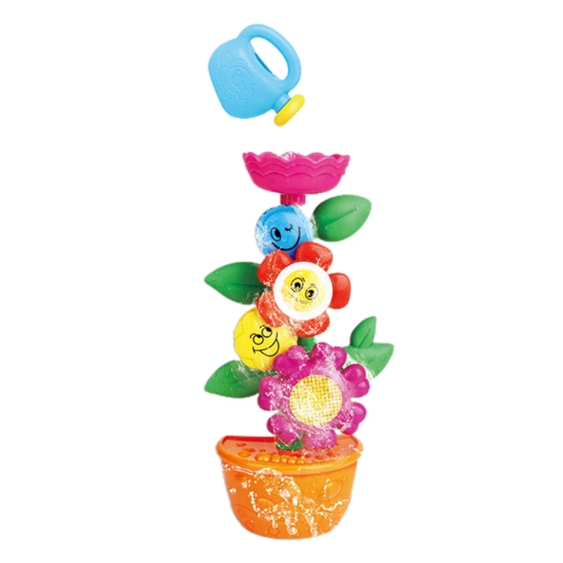 

Cute Flowering Bath Toys Water Fall Station Garden Squirter Toy with Cups Watering Wall-Mounted Bathroom Shower for Kids