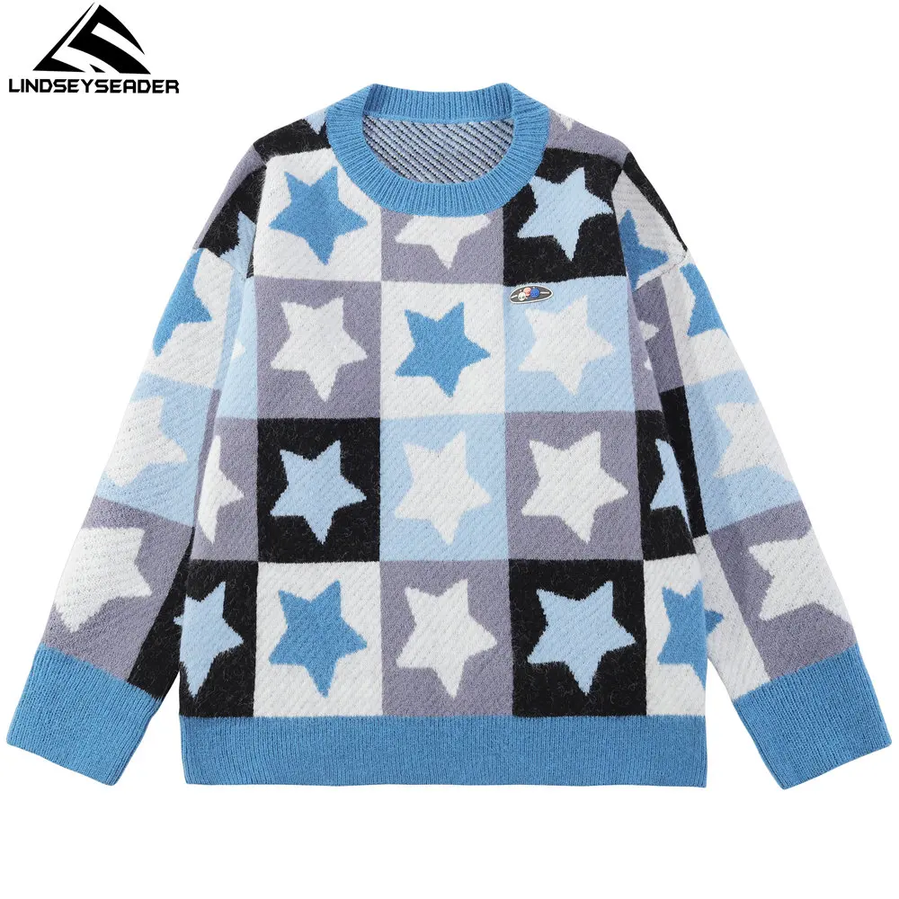 

2021 Men's Pullovers Sweaters Letters Embroidery Streetwear Oversized Harajuku Crew Neck Knitwear Men Clothing