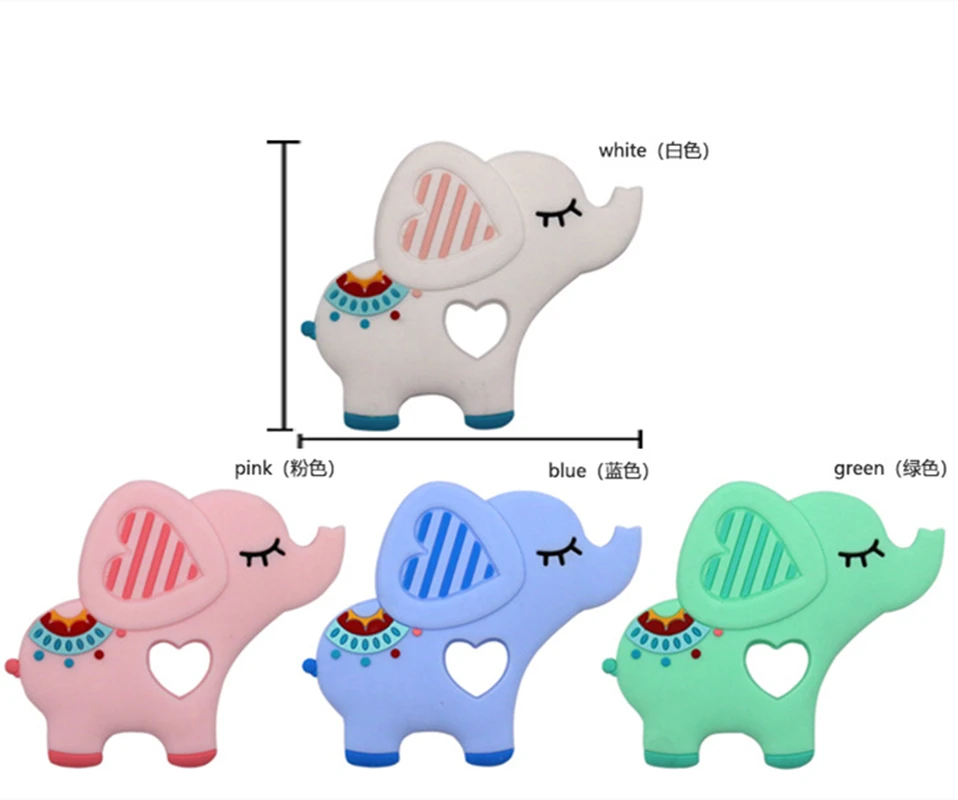 Mordedor de silicona seguro para beb&eacute;, juguete de dentici&oacute;n de elefante lindo, collar de dentici&oacute;n, accesorio de lactancia, mordedores para beb&eacute;, juguetes para masticar sin BPA-5