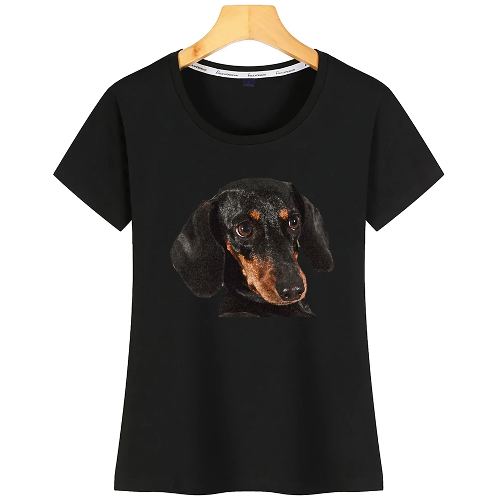 Топы Футболка женская такса дизайн черная короткая футболка|Футболки| |