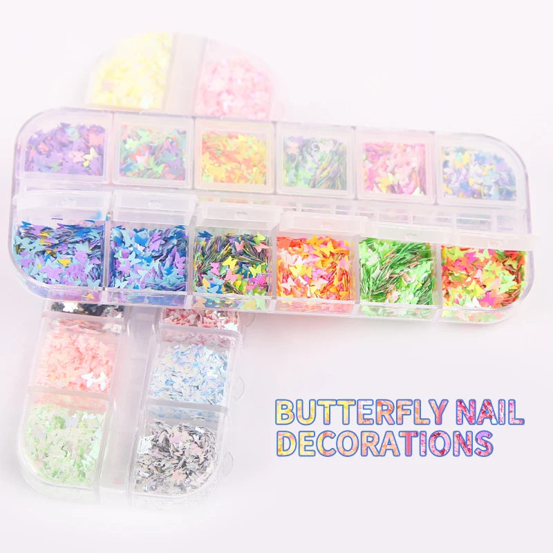 12 сетка/комплект голографический блестящий для ногтей с блестками Тонкий