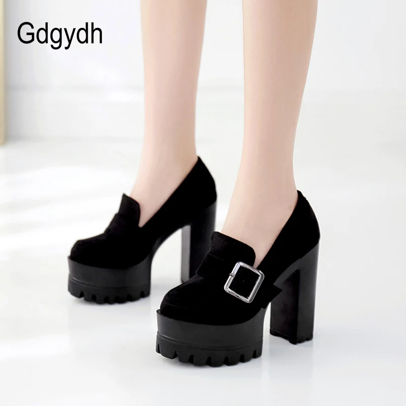 Gdgydh Spring Autumn Round Toe Women Shoes Thick High Platform Heels Female Single Casual Neutral Gothic Party Nightclub | Обувь