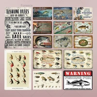 warming fishing pox rules decor vintage tin sign retro metal sign wall decor for bar pub metal plaque tin plate signs for lake