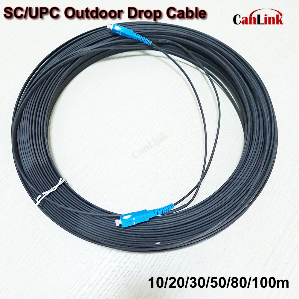 SC/UPC 100M Outdoor Drop Cable SC Simplex FTTH Drop Patch Cable Singlemode Fiber Optic Patch Cord Jumper Cable