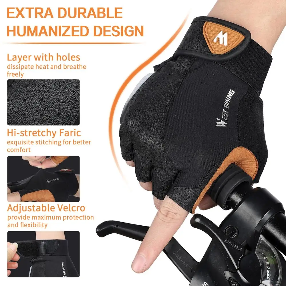

WEST BIKING Full Finger Cycling Gloves Touch Screen Anti Slip Anti-shock Bike Bicycle Dustproof Motorcycle Sports Gloves Hot