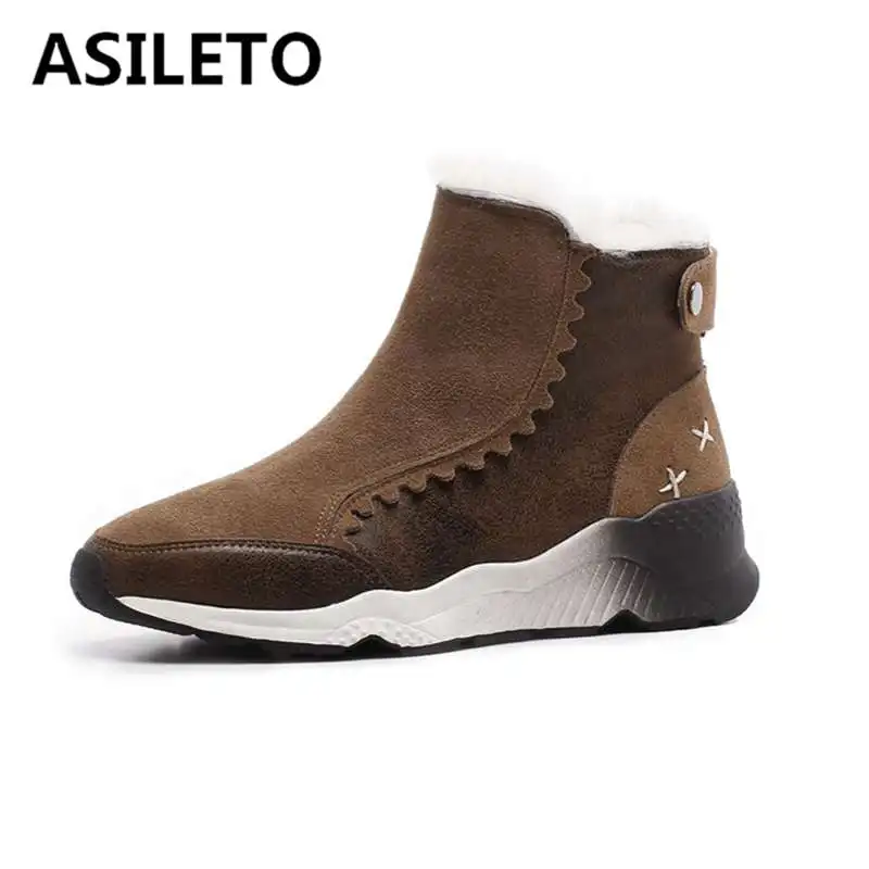 ASILETO/высококачественные женские теплые плюшевые зимние сапоги Женская обувь без