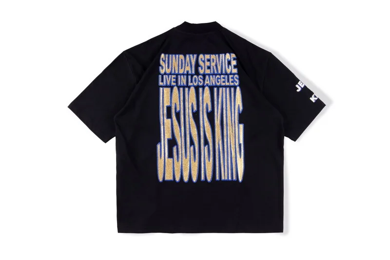 

Cpfm Kanye Jesus is king fog high street cross gold powder printed short sleeve T-shirt