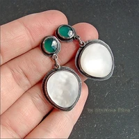2020 new 925 silver color green rose agate earrings emerald emerald earrings turquoise earrings fashionable new earrings