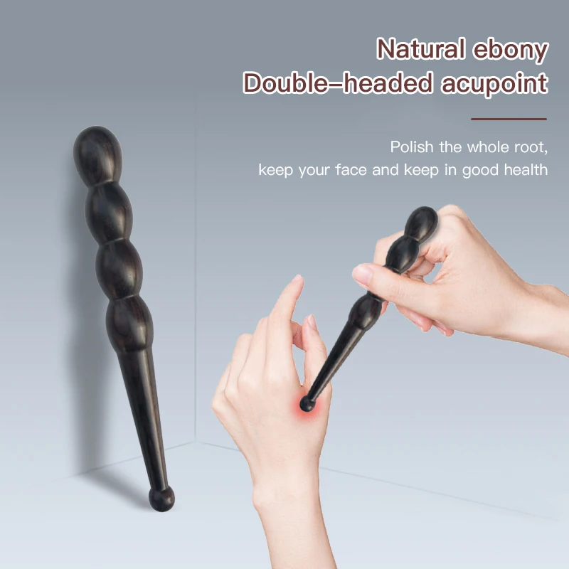 

Ebony Double Head Massage Stick Facial Beauty Stick Health Care Foot Acupuncture Massage Tool To Relax Muscle Blood Circulation