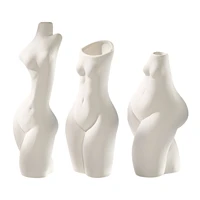 white modern ceramic dried flower vase wedding art home table shelf decor art female woman body shape flower arrangement vase
