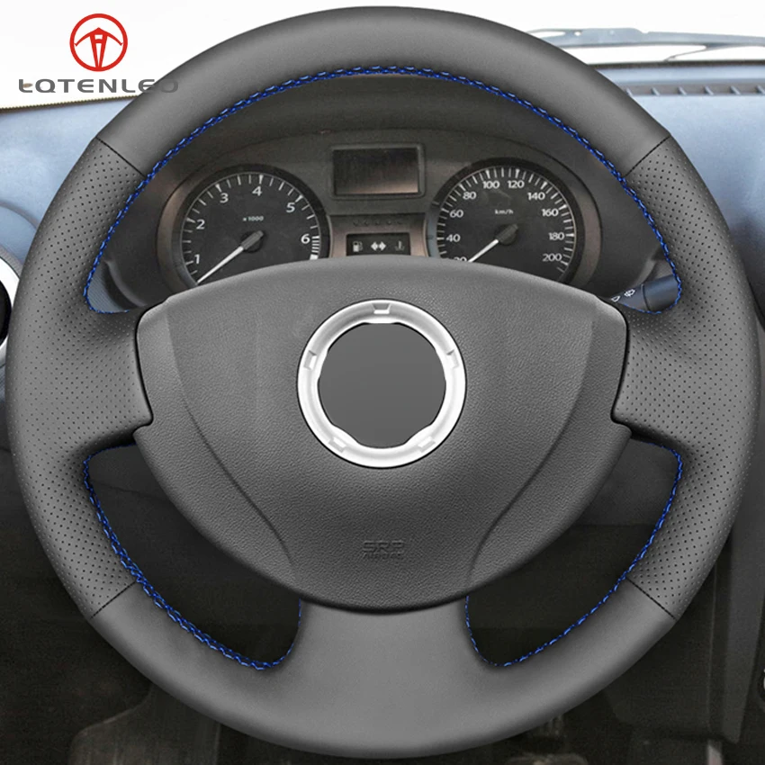 LQTENLEO черная искусственная кожа чехол на руль для Renault Logan 1 Sandero Symbol Clio Twingo Lada Largus Nissan Almera