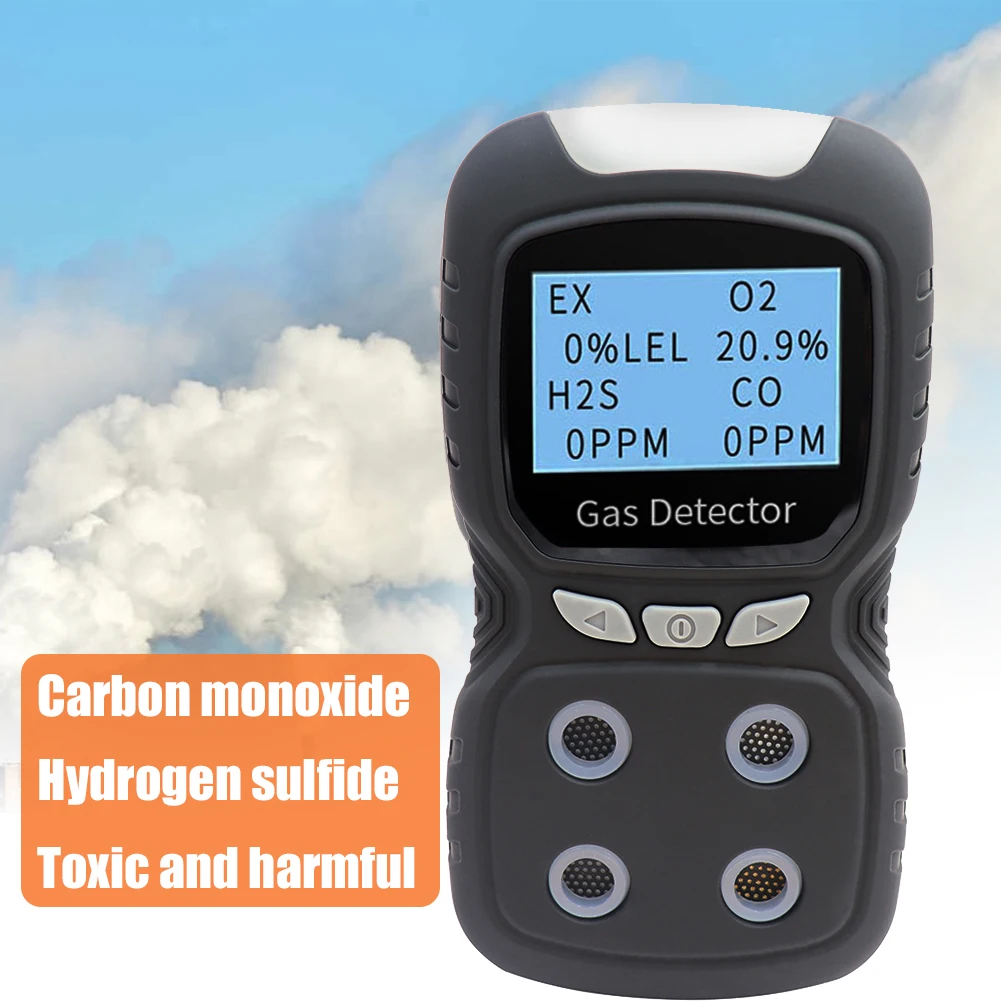

Portable Gas Detector 4 in 1 Gas Alarm Monitor Multifunctional Gas Detector Analyzer Gas Air Quality Monitor Tester