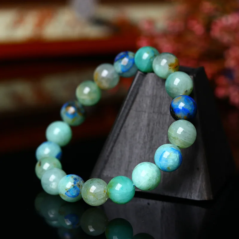 

Natural Azurite Quartz Crystal Bead Elastic Bracelet Aura Healing Power Stone Lucky Jewelry Rare Gem