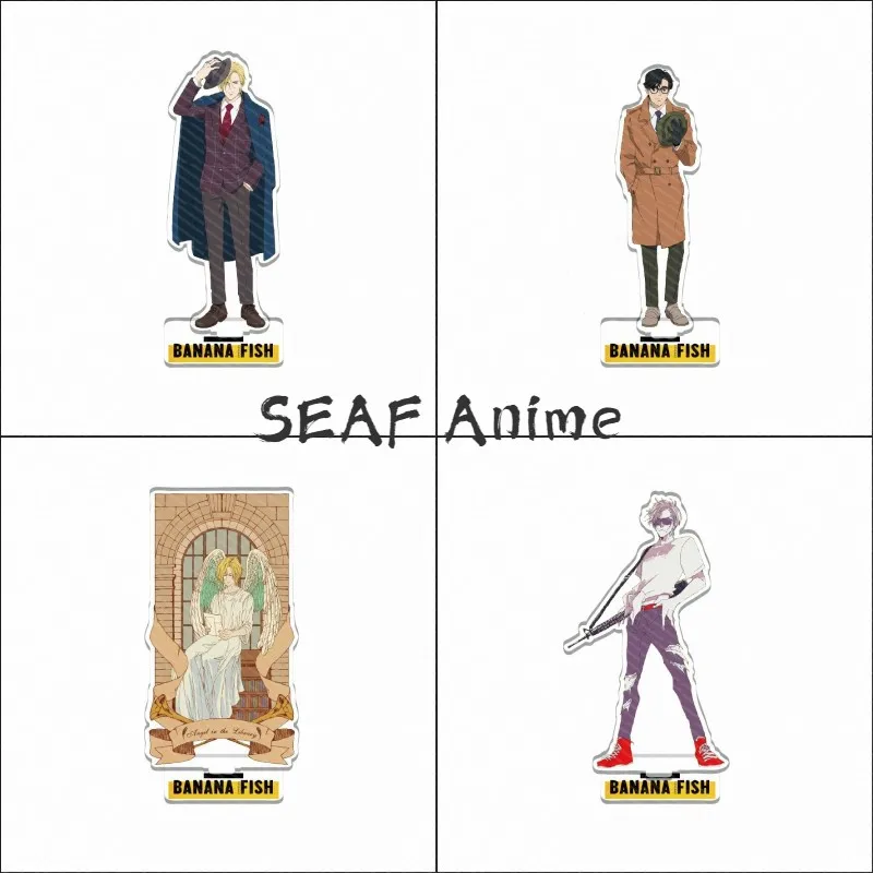 

Japan Anime BANANA FISH Ash Lynx Okumura Eiji Cosplay Double Side Acrylic Stand Figure Model Plate + Base Desk Decor Xmas Gifts