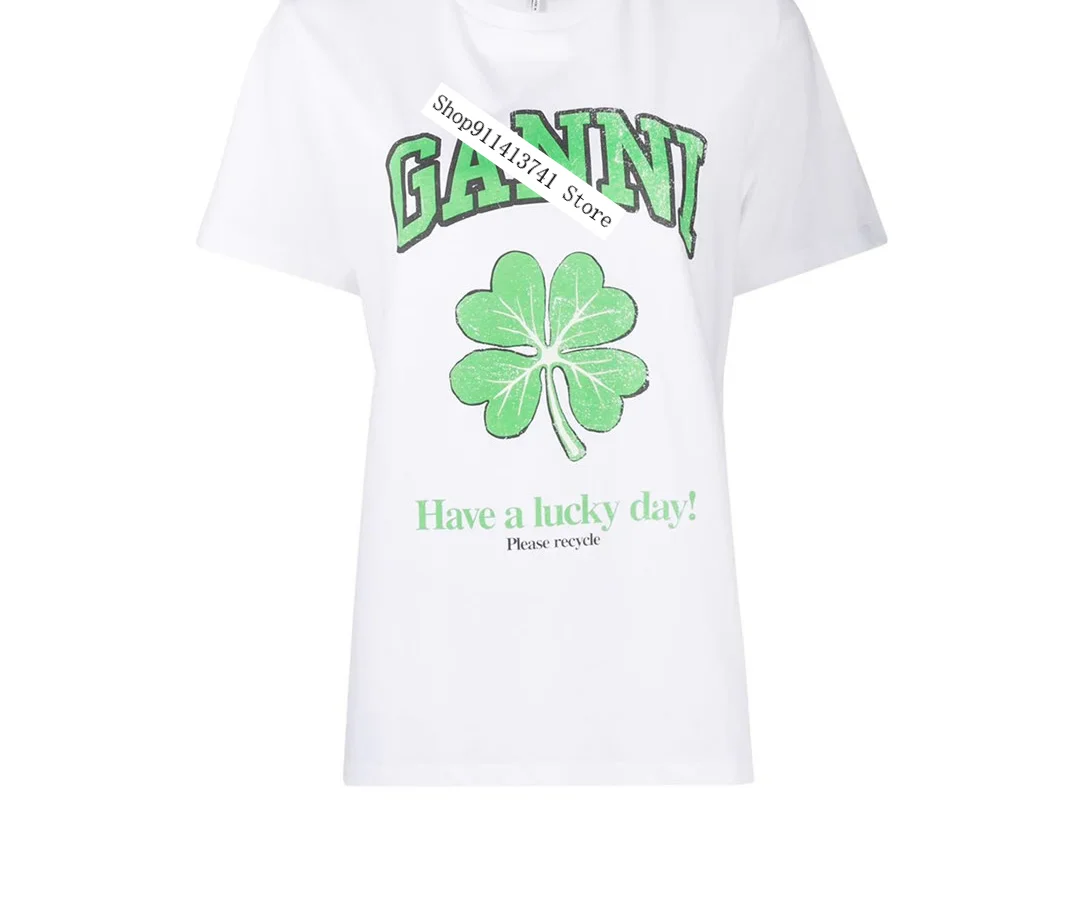 

Smiley Dolphin Love Letter Logo Casual Edition Loose Age-reducing Top Round Neck Short Sleeve Women's T-shirt