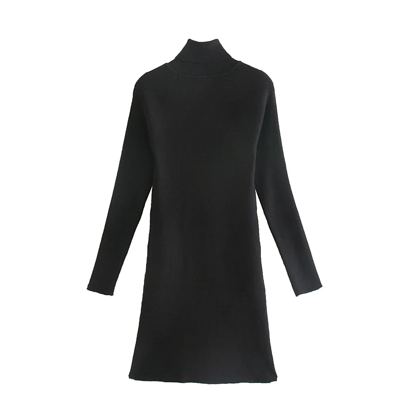 Za 2019 вязаное платье украшение на пуговицах черное женское элегантное мини с