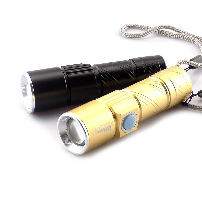 

Powerful Usb Q5 Led Flashlight Rechargeable Flash Light Torch Mini Zoom focus Linternas Lamp with battery fishing camping T1