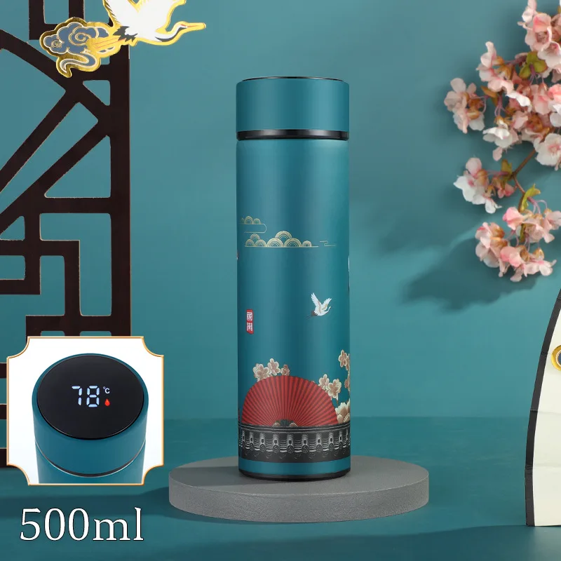 

Chinese Classical Style Thermal Mug Stainless Steel Vacuum Flask Water Tea Bottle With Filter Home Office Portable Thermos Cup