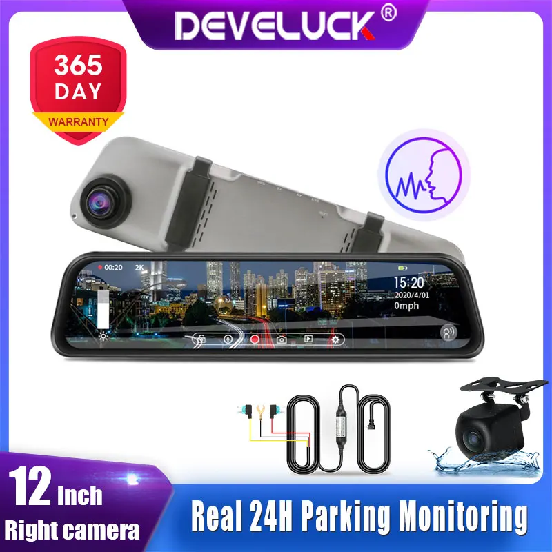 12 &quotВидеорегистраторы для автомобилей сенсорный Экран потоковый медиа 2K + 1080P со