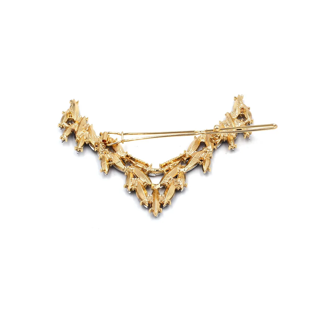 

New Stylish Hair Clips Accessories for Women Geometric Hairpins Alloy Gold Metal Rhinestones Barrettes Large Tiara Headwear