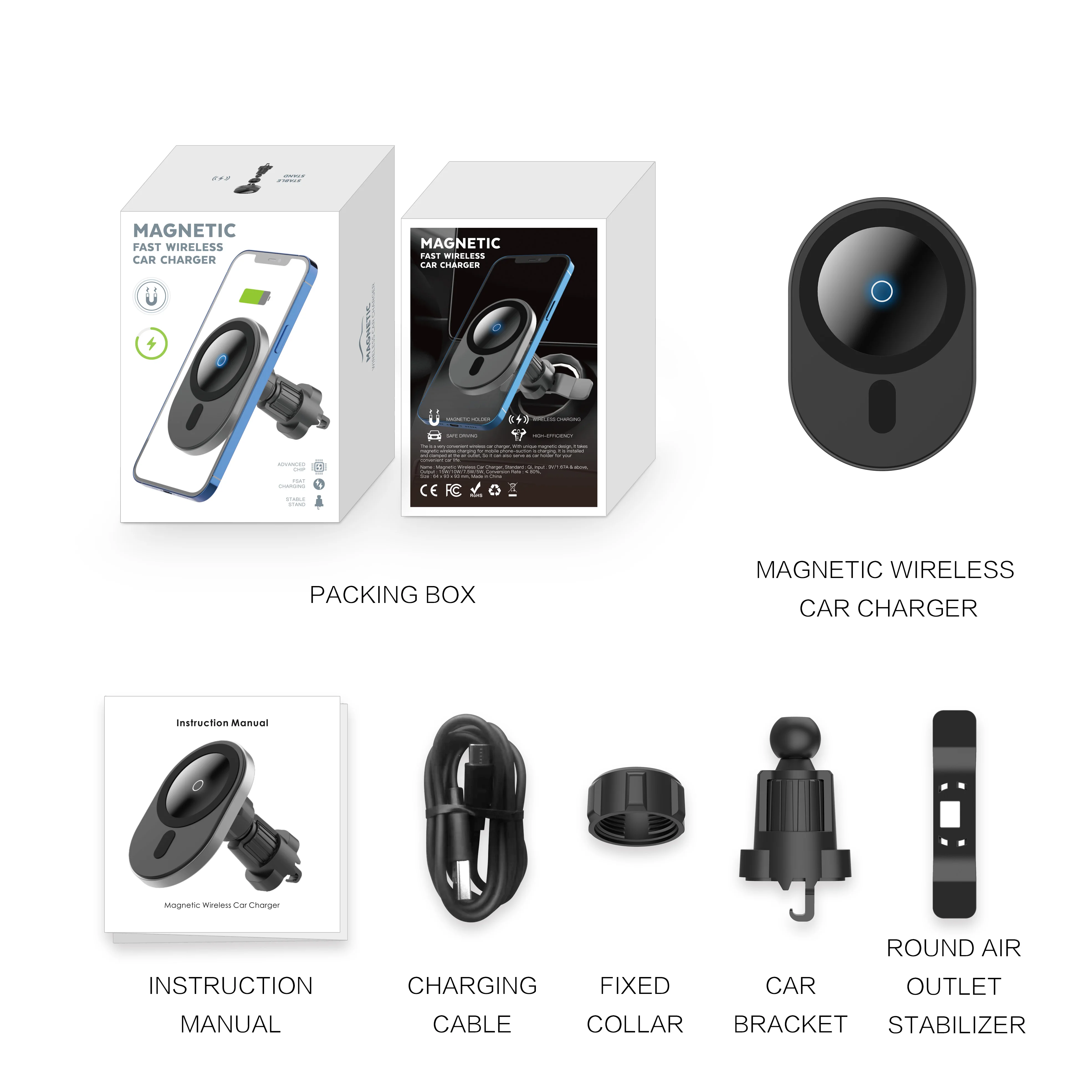 

15W Magsafe Wireless Car Charger For iPhone 12 Pro Max 12Pro 12Mini 12 Fast Charging Magnet Wireless Charger Car Phone Holder