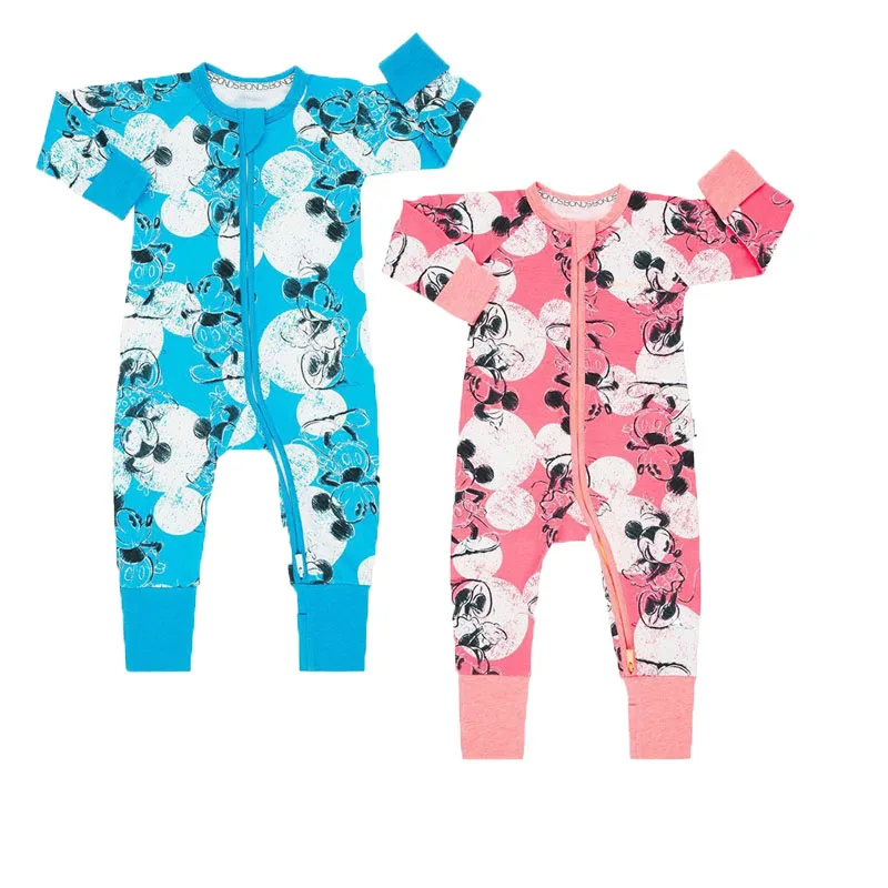 Одежда для новорожденных с Микки Маусом маленьких мальчиков Детские комбинезоны