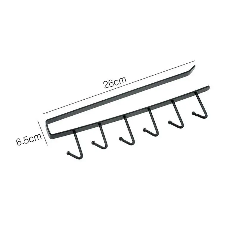 

Black/White Iron 6 Hooks Cup Holder Hanging Bathroom Rack Cabin Shelf Kitchen Organizer Hanger Decoration Storage Door Home G2O2