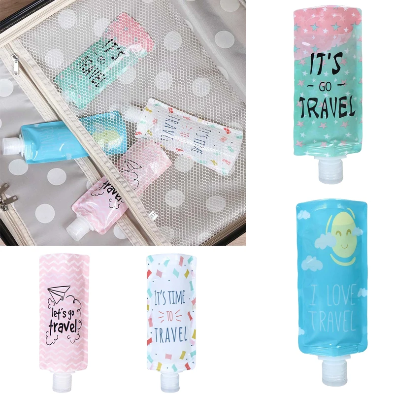 

100ml Liquid Dispensing Shampoo Storage Bag Candy Color Lotion Packing Bottles Squeeze Travel Makeup Container Portable