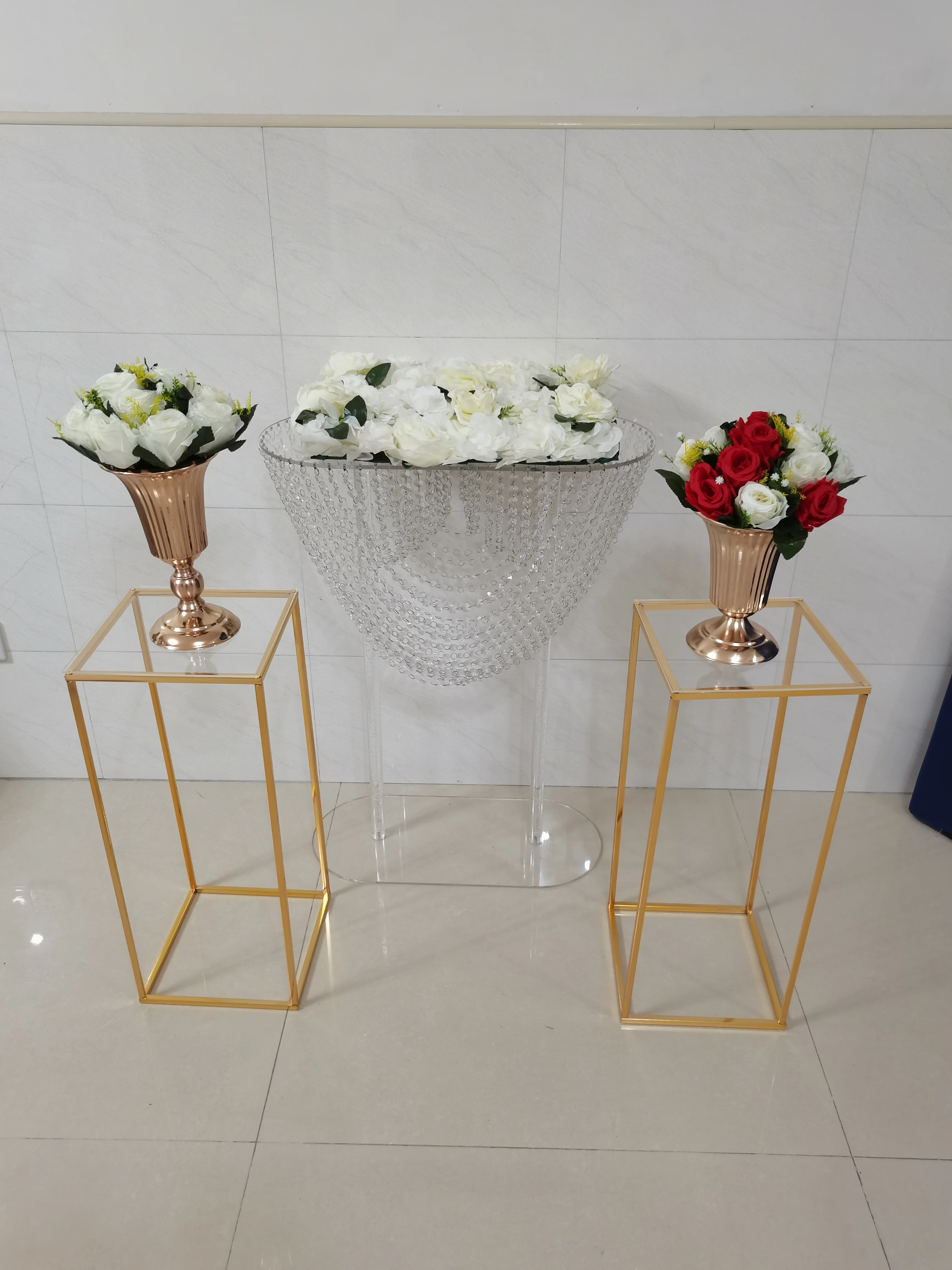 80 см высокий акриловый кристаллический стол стойка для цветов с железным