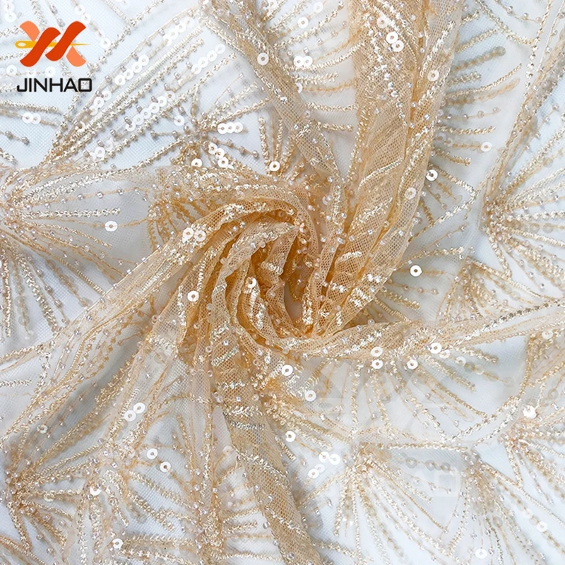 100% полиэстер Тюль блесток вышитая сетка ткань нигерийская кружевная 2019 высокое