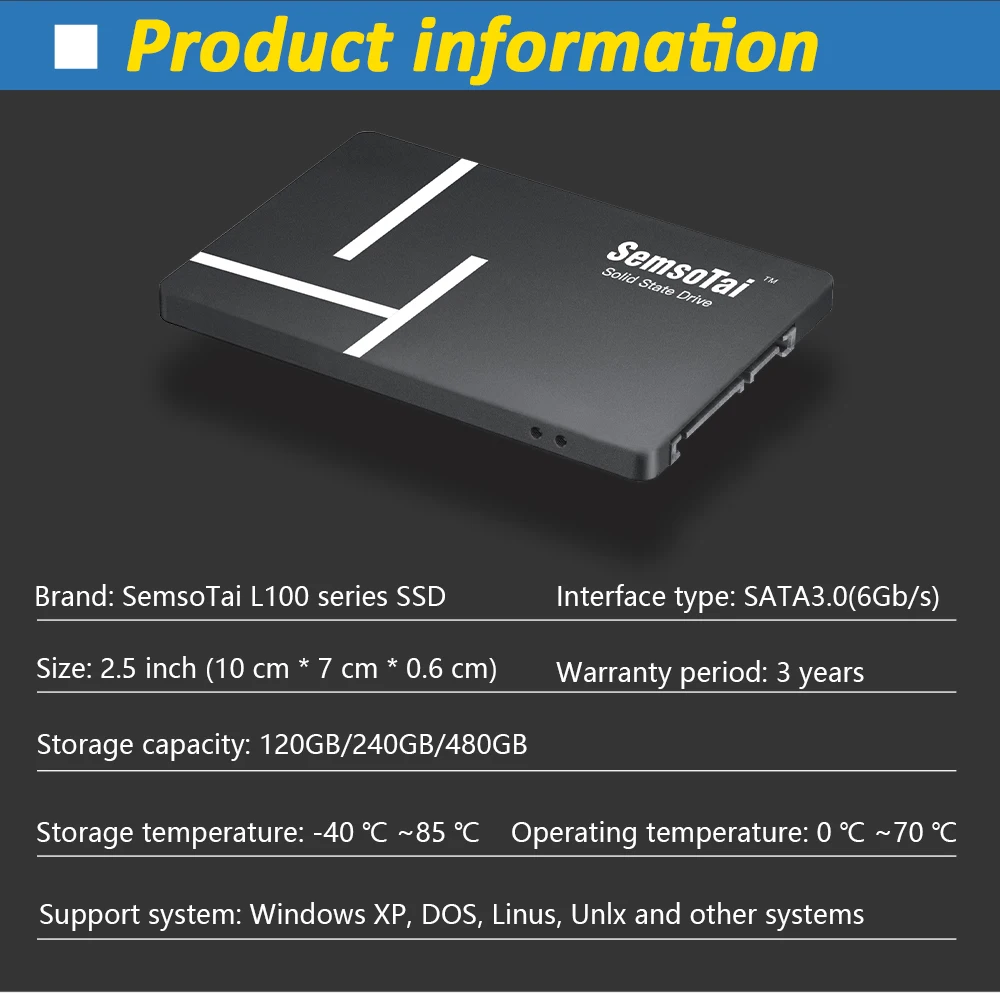 Semsotai 2,5 дюйма ssd 120 ГБ hdd SATA III 3D NAND флэш-память TLC 450 МБ/с. кремния motion Внутренние твердотельные жесткие диски для настольных