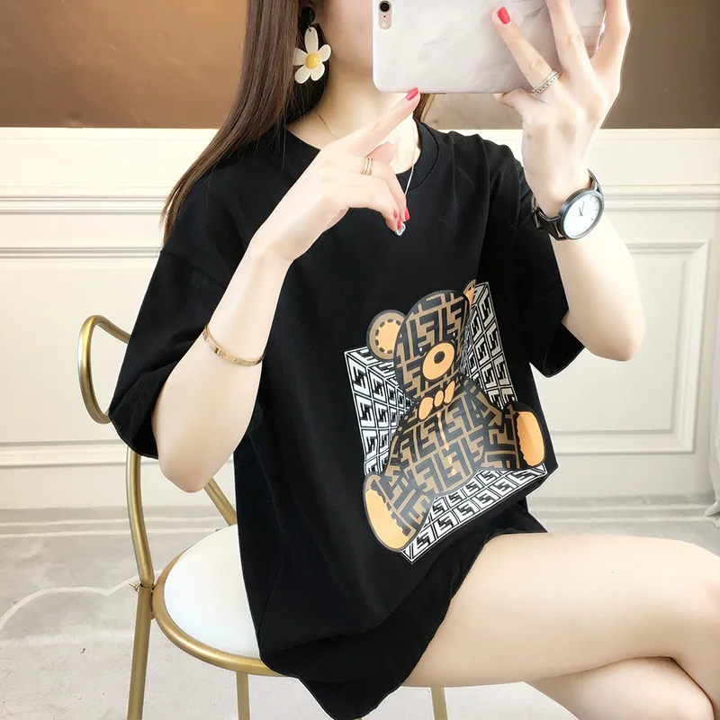 

Women's Summer Korean Print Short-sleeved T-shirt New Wild Loose Upper Clothes