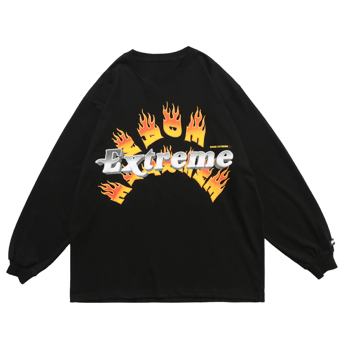 Футболка мужская оверсайз с принтом огненного пламени и надписью Повседневная