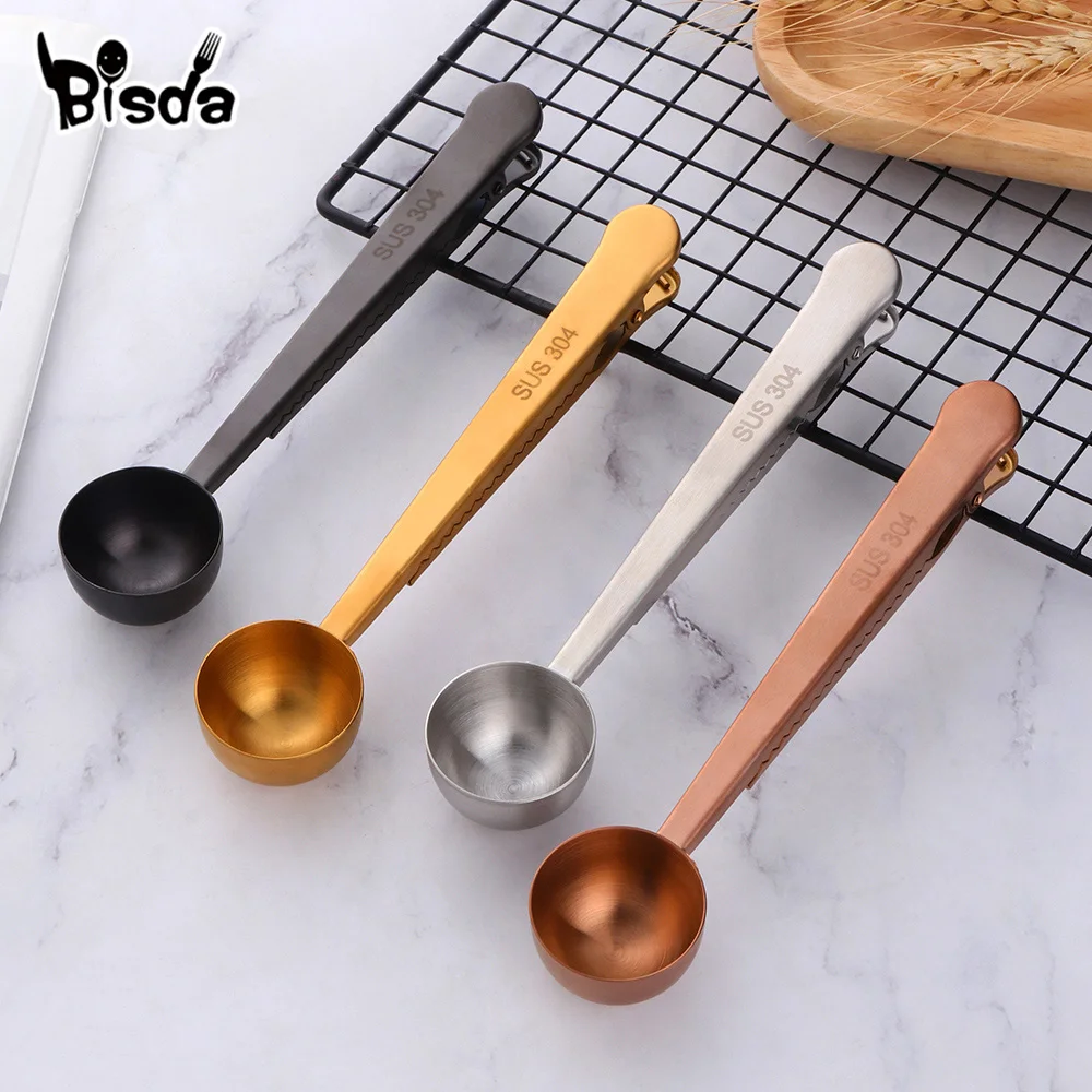 

1/3Pcs Coffee Spoon Clip 18/8 Stainless Steel Clip for Sealing Bag Sauce Jam Kitchen Tool Nut Dessert Measuring Spoon Seal Clip