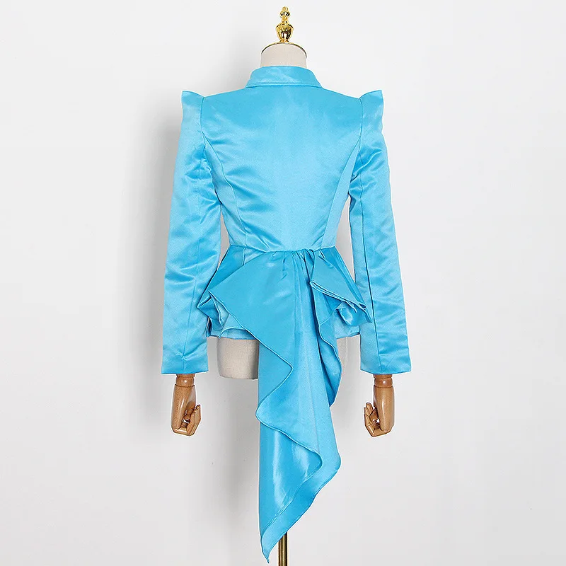 

JCHB 2021 Mermaid Jacket Coat Asymmetrical Women Spring Autumn High Waist Tunic Jacket