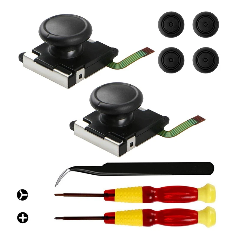 2-Pack 3D Replacement Joystick Analog Thumb Stick For Ns Switch Joy-Con Controller - Include Tri-Wing Cross Screwdriver Pry To |