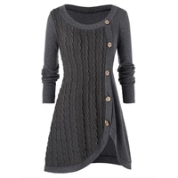 plus size 5xl winter solid buttons tunic sweater women warm long sleeve knitted pullover sweater female jumper women ladies tops