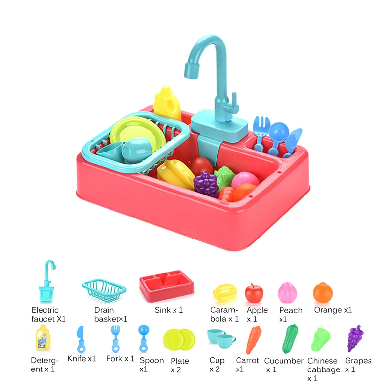 

Kitchen Toys Simulation Sink Dishwashing Wash Kit House Props Kids