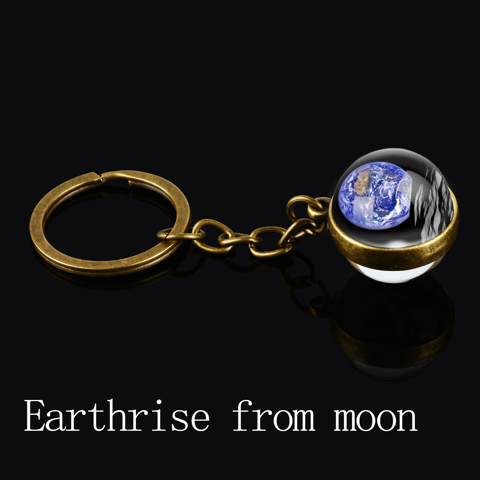 Брелок с солнечной системой стеклянный шар для ключей двухсторонний держатель