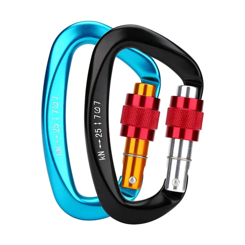 

25KN Carabiner Clip Hook Heavy Duty Aluminum D-Ring Screw Lock Rock Climbing Outdoor Hiking Climbing Camping Equipment Tools