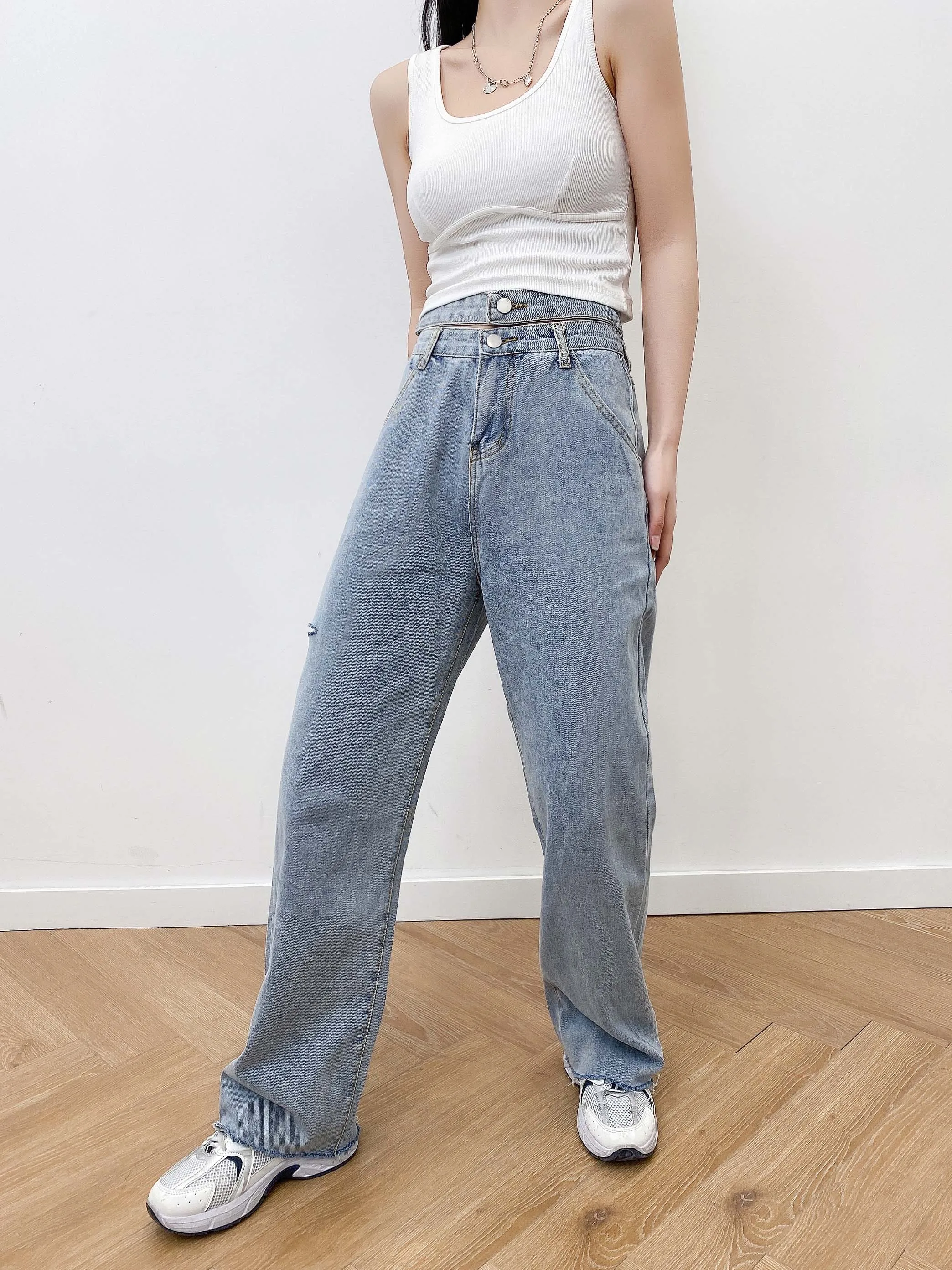 

Jeans Pants Women summer Vintage Bule High Waisted trousers Leisure Loose Wide Leg Streetwear Fashion Baggy Jeans