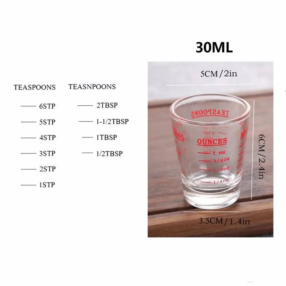 

60ml Thickened Graduated Glass Oz Ounce Cup Measuring Cup Shot Glasses Kitchen Home Measure Supplies Dropshipping