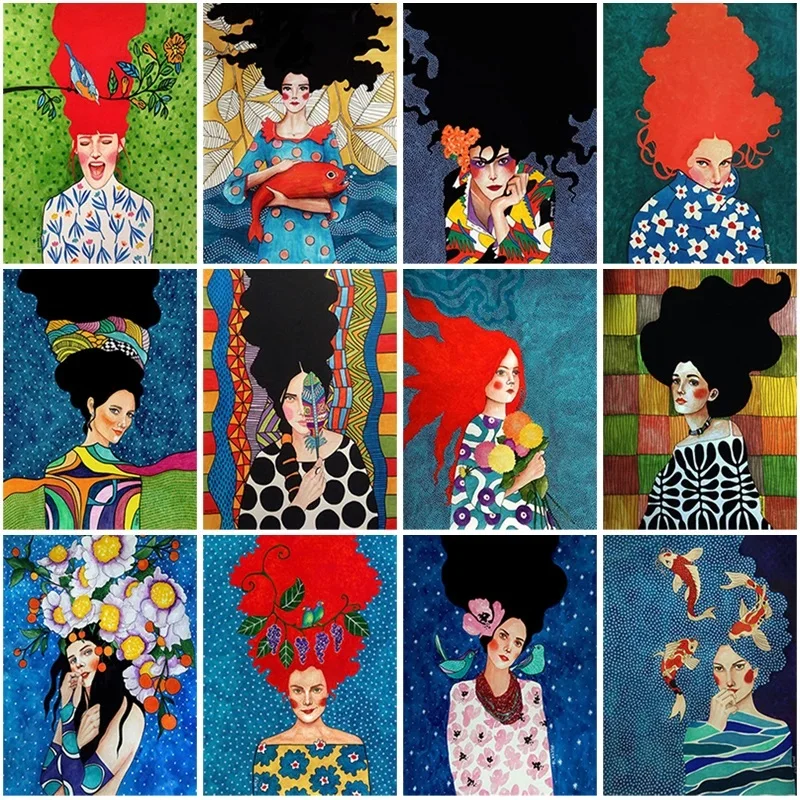 

5D Diy Diamond Painting Cartoon Abstract Girl Full Round Square Drill Diamond Embroidery Rhinestone Picture Cross Stitch Kit